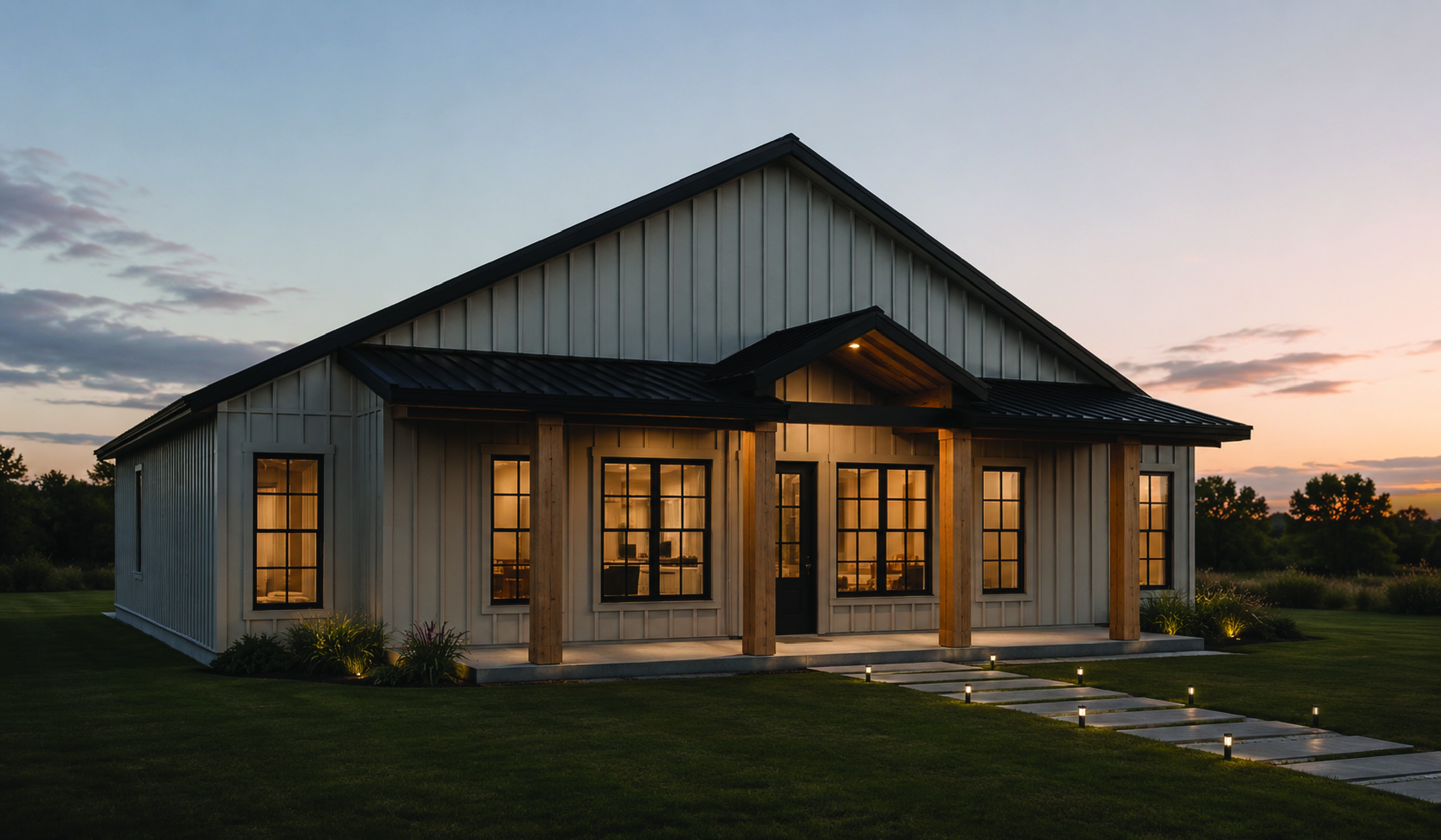 Barn Raising, a 45 foot span barndominium with a 0 square foot shop