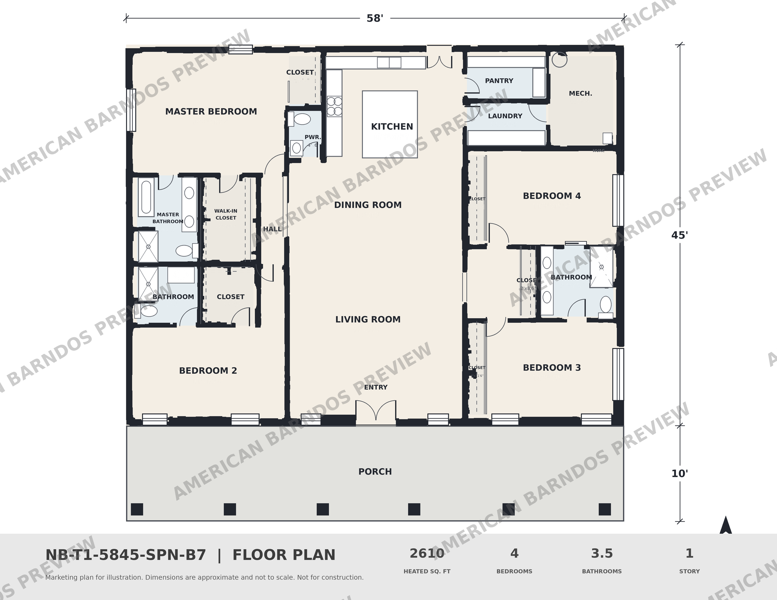 Watermarked floor plan preview for Barn Raising